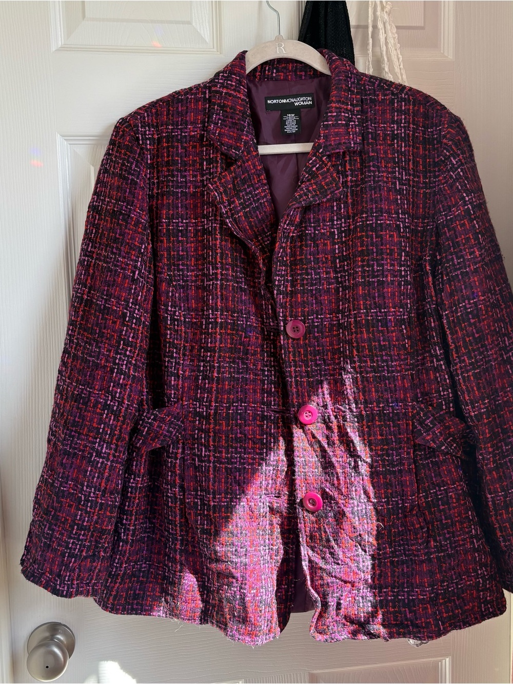 Norton McNaughton Pink and Black Tweed Blazer